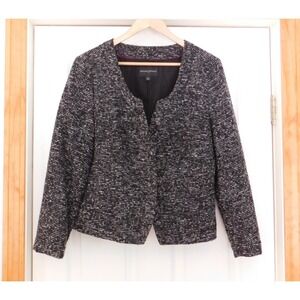Banana Republic Womens Black and White Tweed Blazer Wool Blend SIze 14